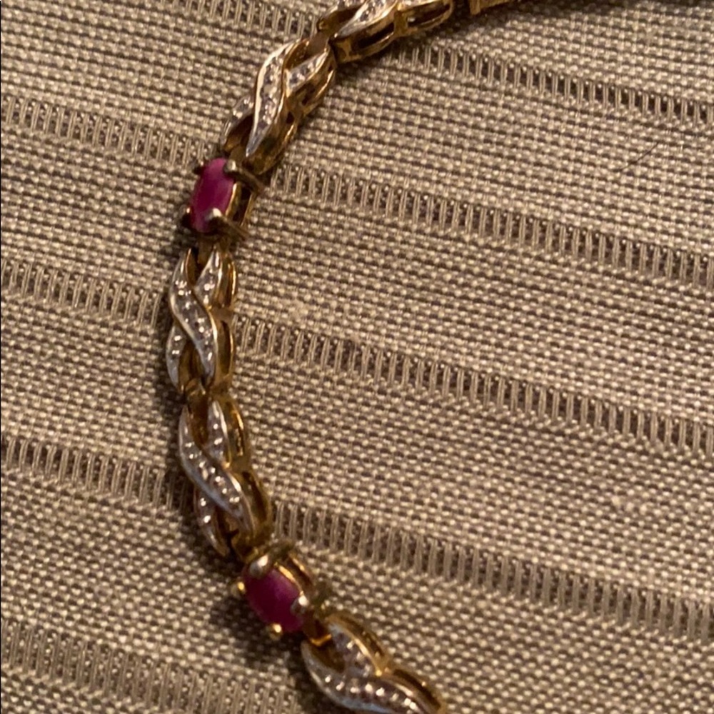 Sterling Silver Ruby Real Ruby Stone Bracelet - image 3
